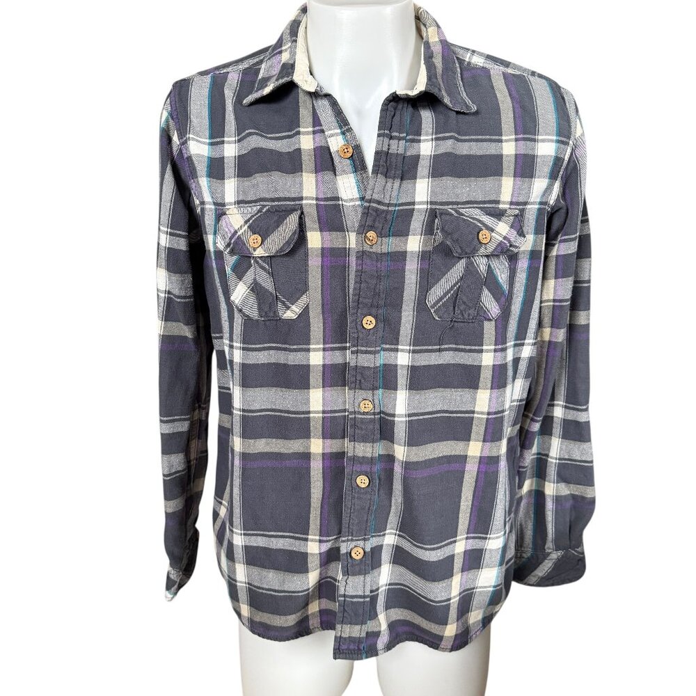 Red Camel men's long sleeve collared button down gray plaid shirt size XL